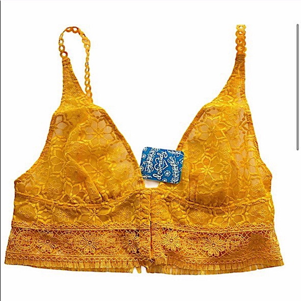 FREE PEOPLE Ella Lace Bralette Yellow Gold XS - Picture 2 of 9
